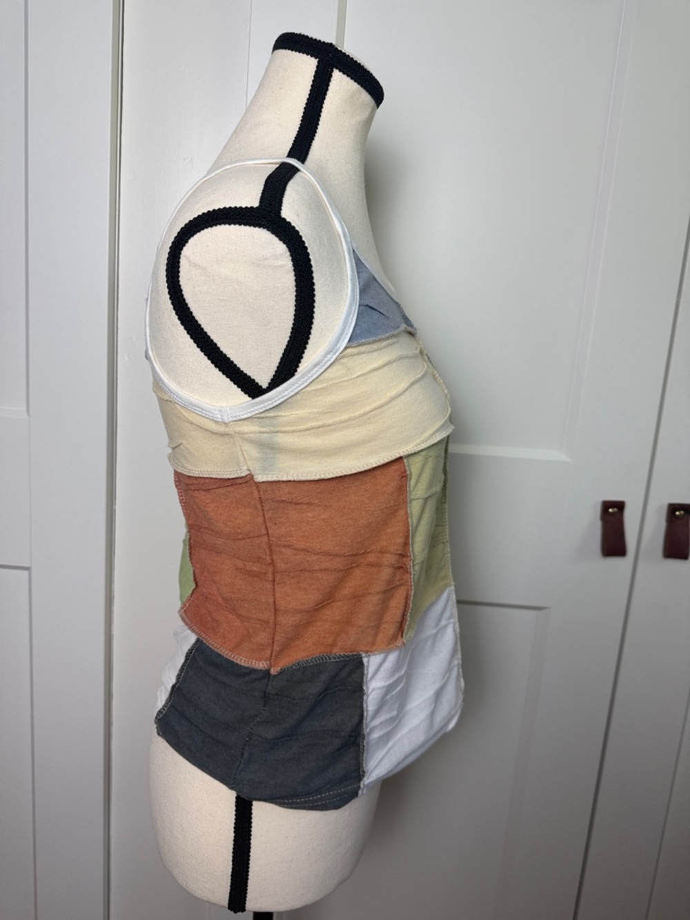 NWT Patchwork Multicolor Spaghetti Strap Tank Top cottage core bohemian small - Picture 5 of 10